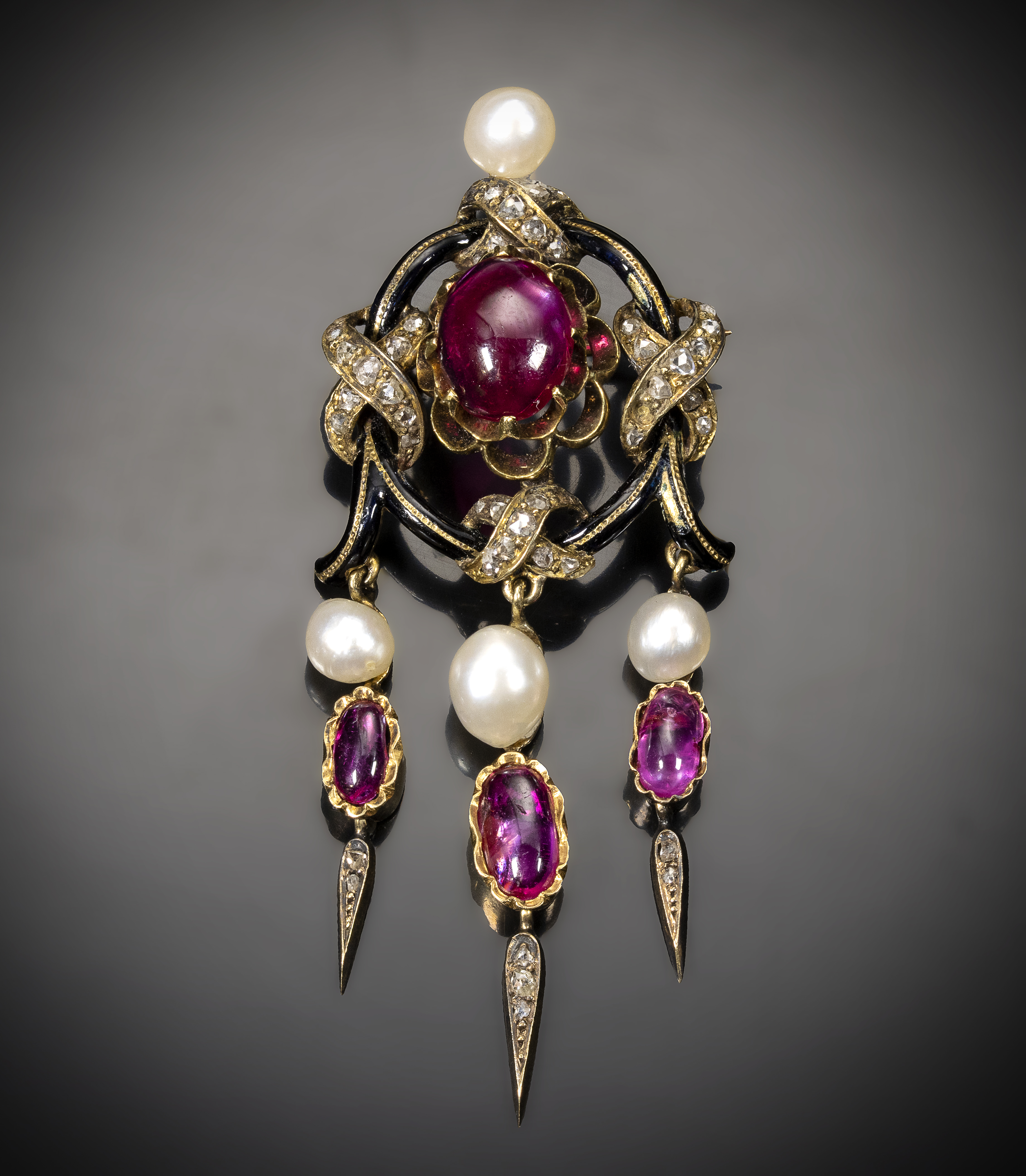 A French late 19th century 'drop tassel' brooch.